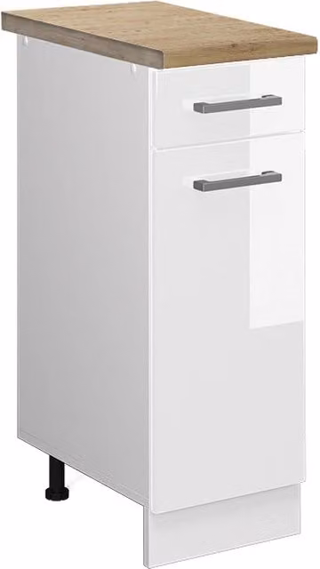 Mobiletto base per cucina R-Line Bianco lucido/Bianco 30 cm, PL Rovere Vicco