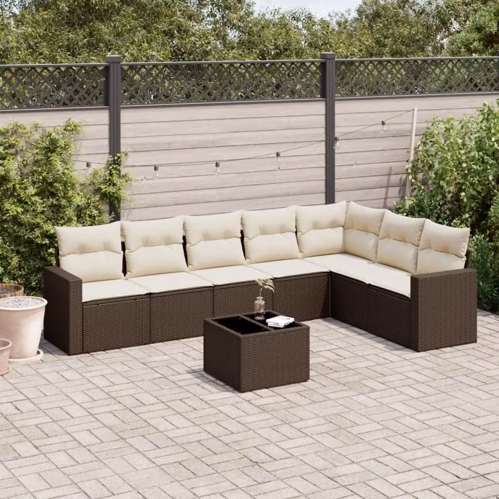 Maison Exclusive - Set Divani da Giardino 8 pz con Cuscini Marrone in Polyrattan