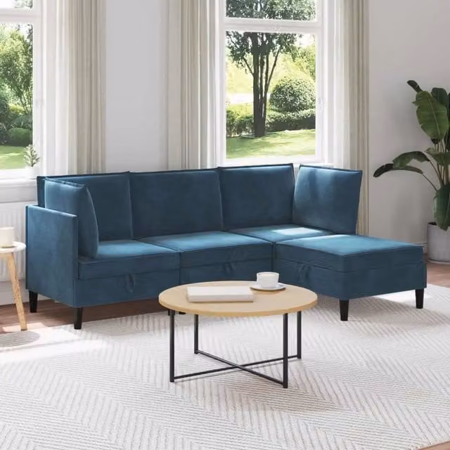 Set di mobili per il soggiorno 4 pz Blu Velluto 3413770