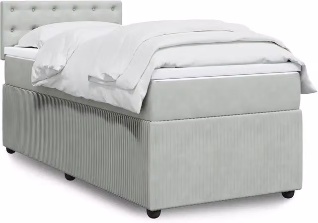 Letto Ibrido vidaXL con Materasso e Rivestimento in Velluto Grigio e Bianco L/P/H: 90 x 190 cm