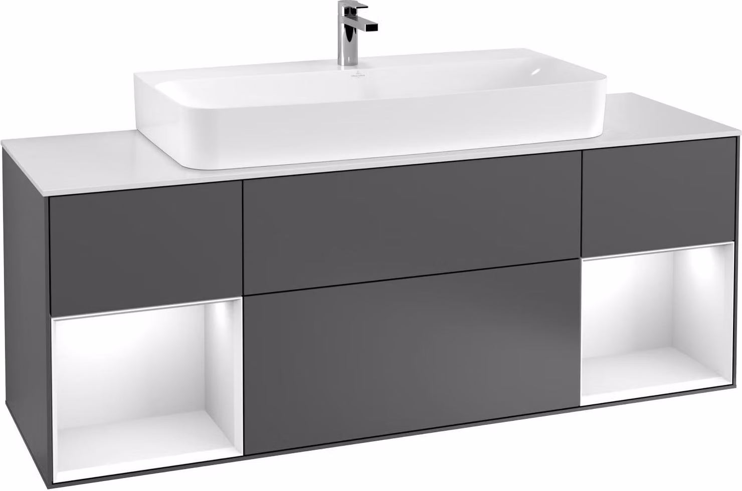 Villeroy & Boch V&B FINION mobile lavabo 1600x603x501 Abdpl bl Reg bl ma/gls wh