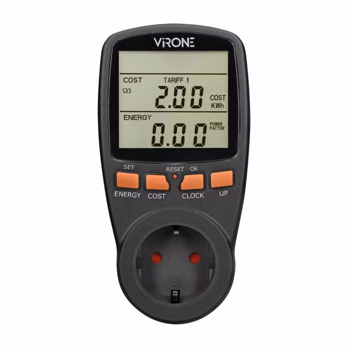Calcolatore di energia con display LCD VIRONE EM-1(GS)/B, 3680W, 16A