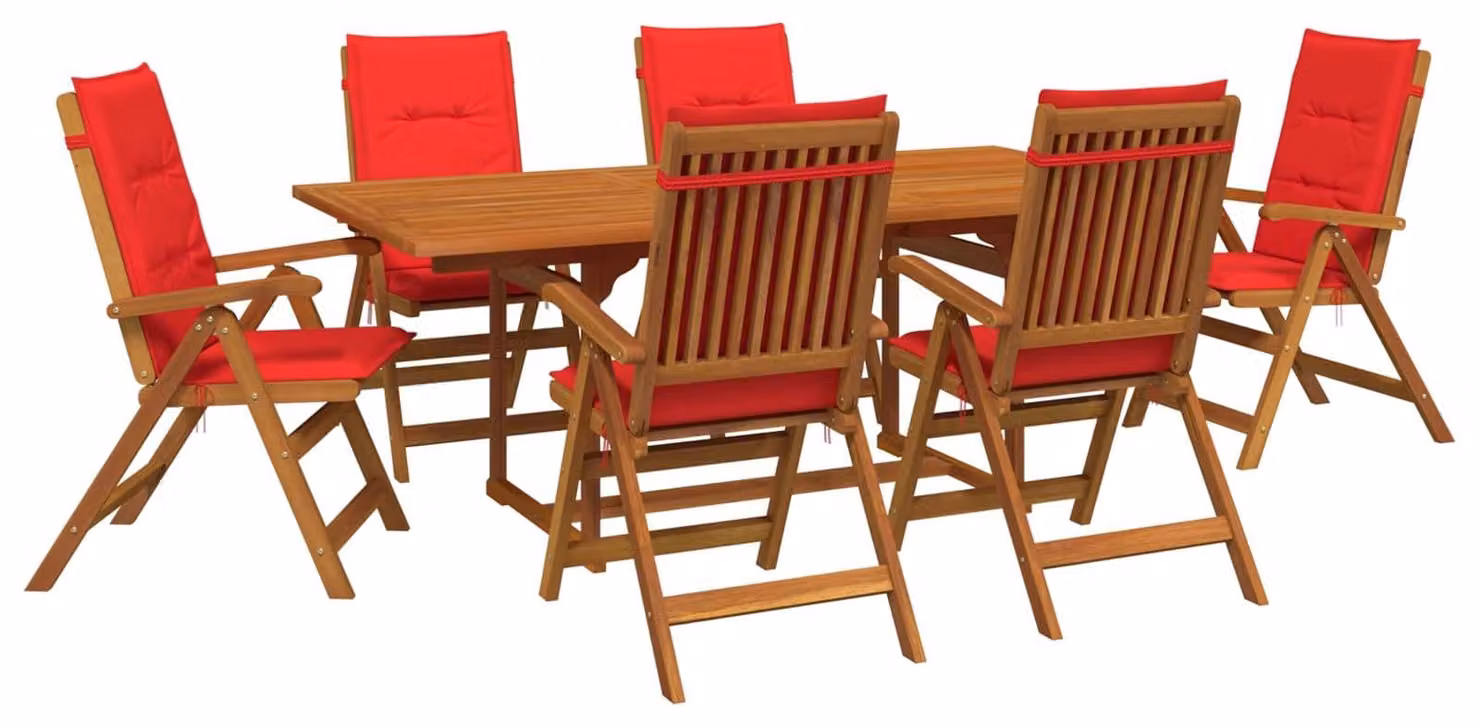 Set da giardino da 7 pezzi, realizzato in legno massello di acacia naturale
