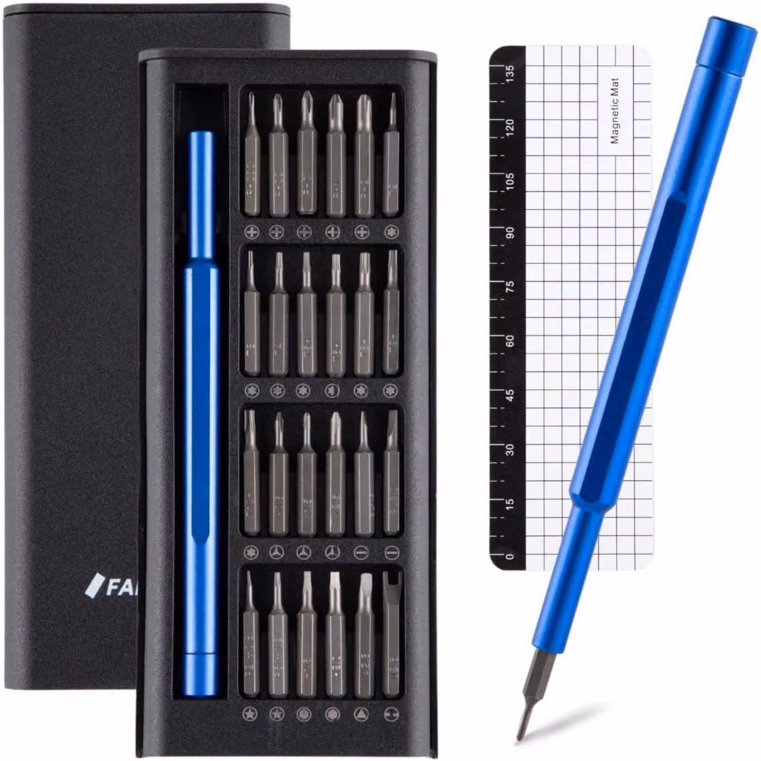 Set di cacciaviti Feinmechaniker, 26 pezzi, colore blu, con punta Torx T5-T10, per la riparazione di elettronica