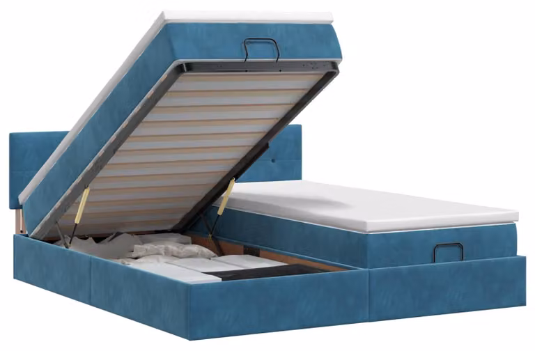 Divano poltrona ottomano con materasso e poggiatesta, 2 pezzi, velluto blu scuro