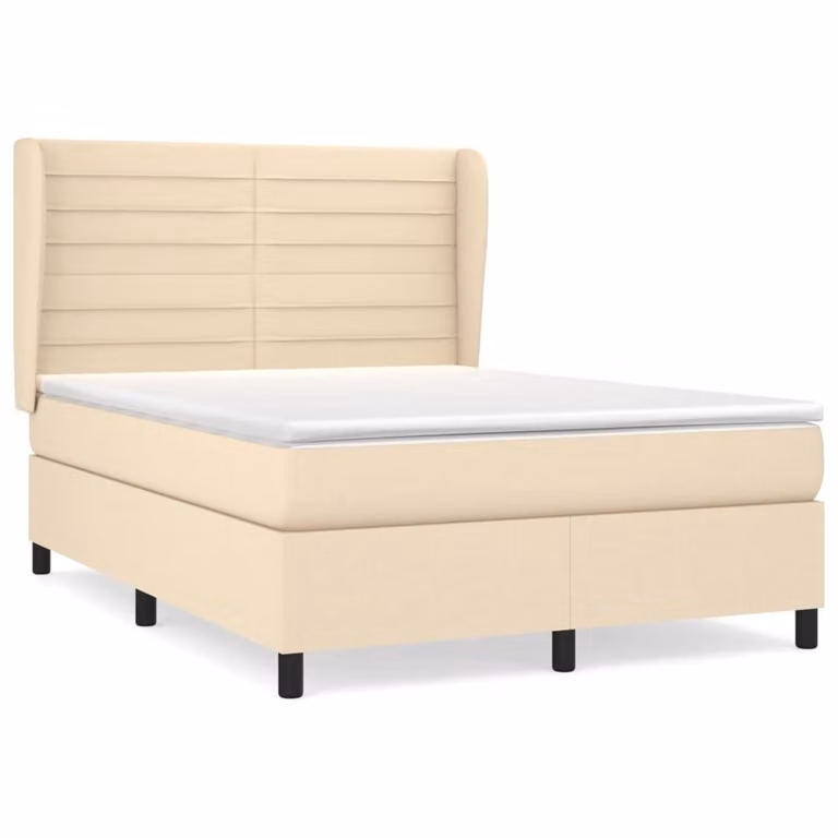 Giroletto a Molle con Materasso Crema 140x19 cm in Tessuto