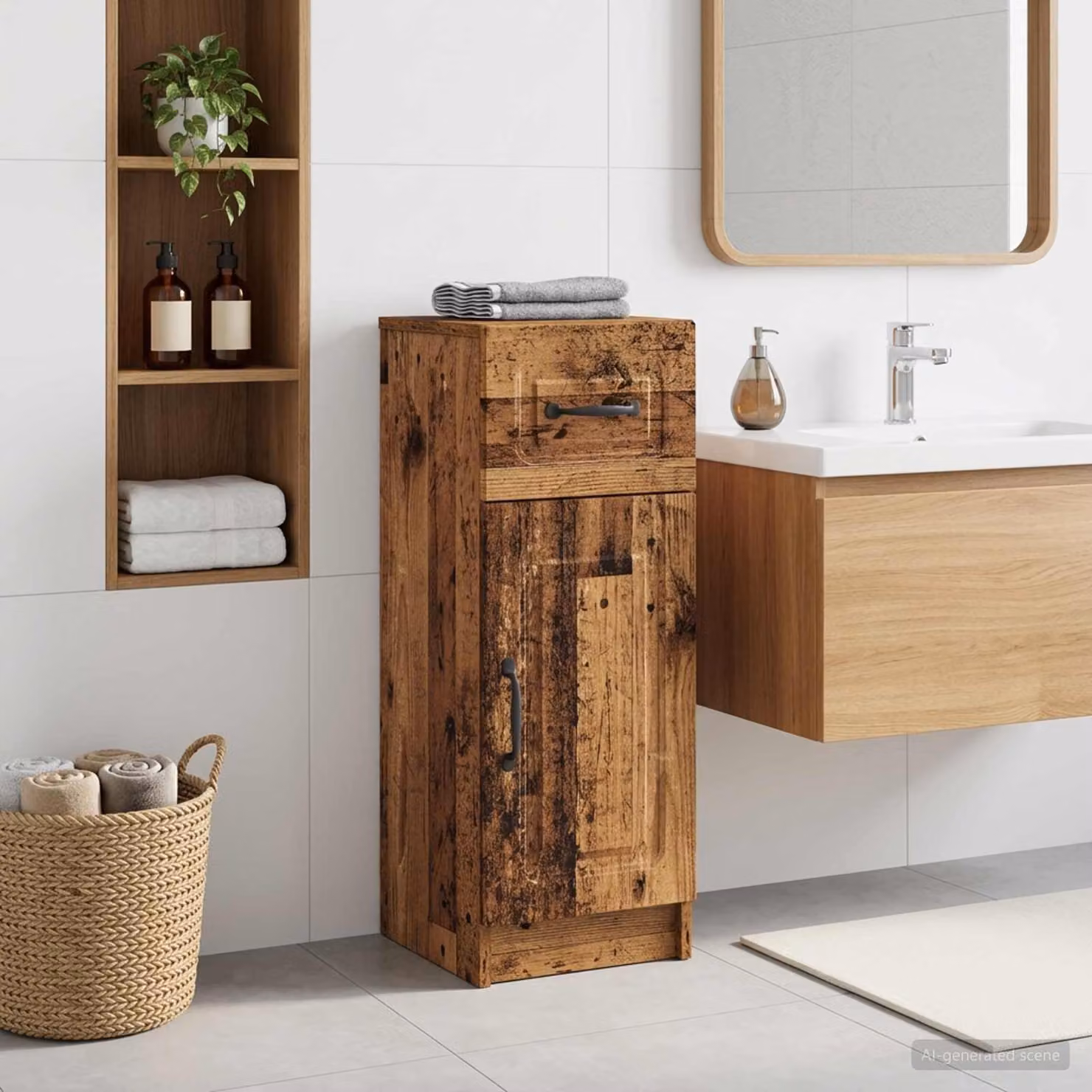 Mobiletto da bagno vidaXL UTRECHT in legno antico marrone L: 30 cm, P: 31 cm, H: 77 cm