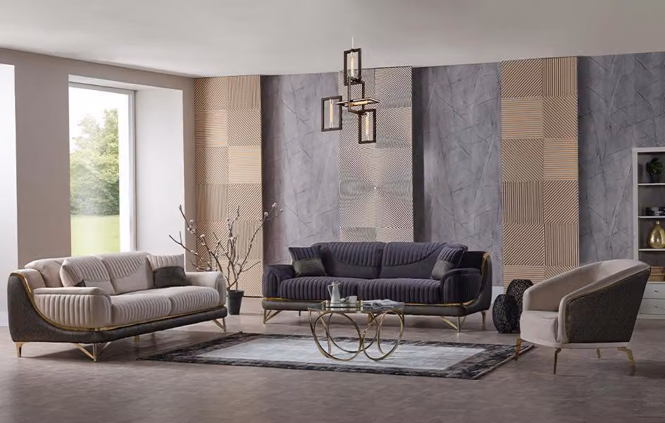 Sofagarnitur Beige 3 2 Sitzer Garnitur Moderne Sofa 1 Sitzer Möbel Einrichtung