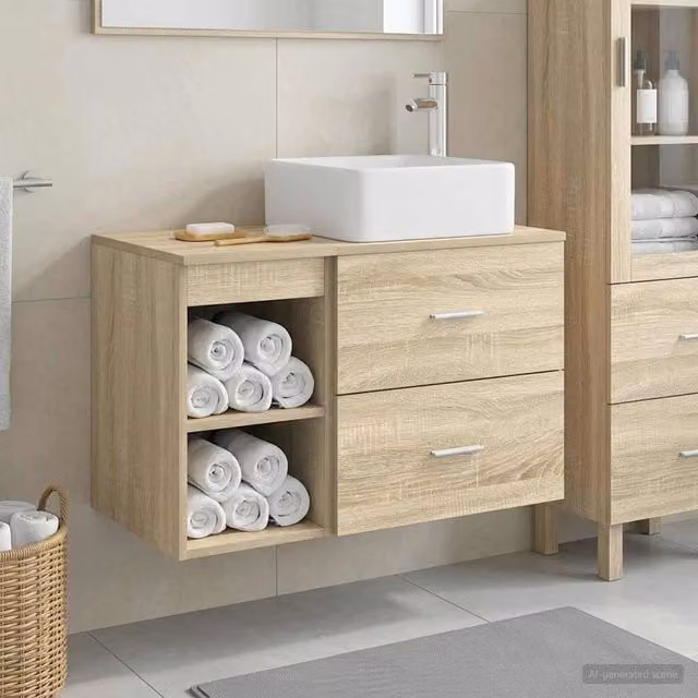 Set di mobili per il bagno 2 pz Rovere Sonoma 3403898