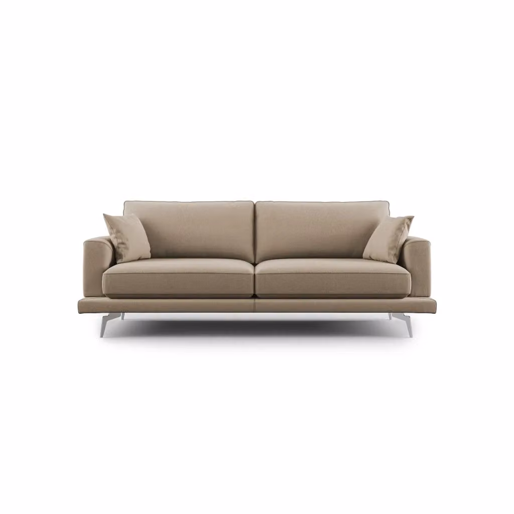 Divano moderno Dorian Divani.Store in tessuto beige con imbottitura in piume e coperture rimovibili L: 218 cm – 2