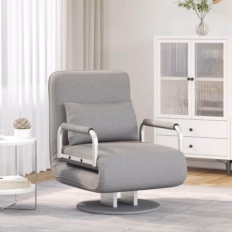 Maison Exclusive - Sedia Girevole e Divano Letto Grigio Chiaro in Tessuto