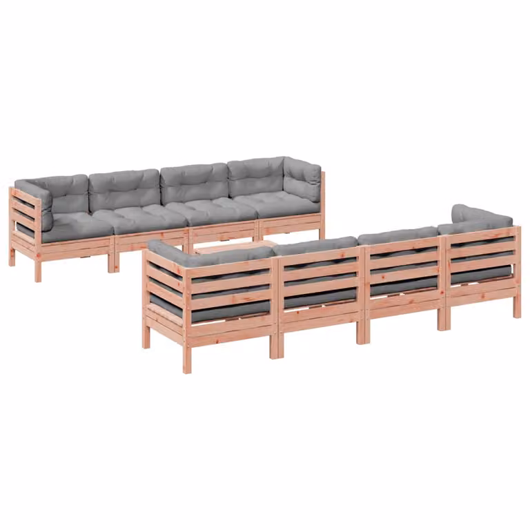 Set Divani Giardino 9 pz Cuscini Legno Massello Abete Douglas