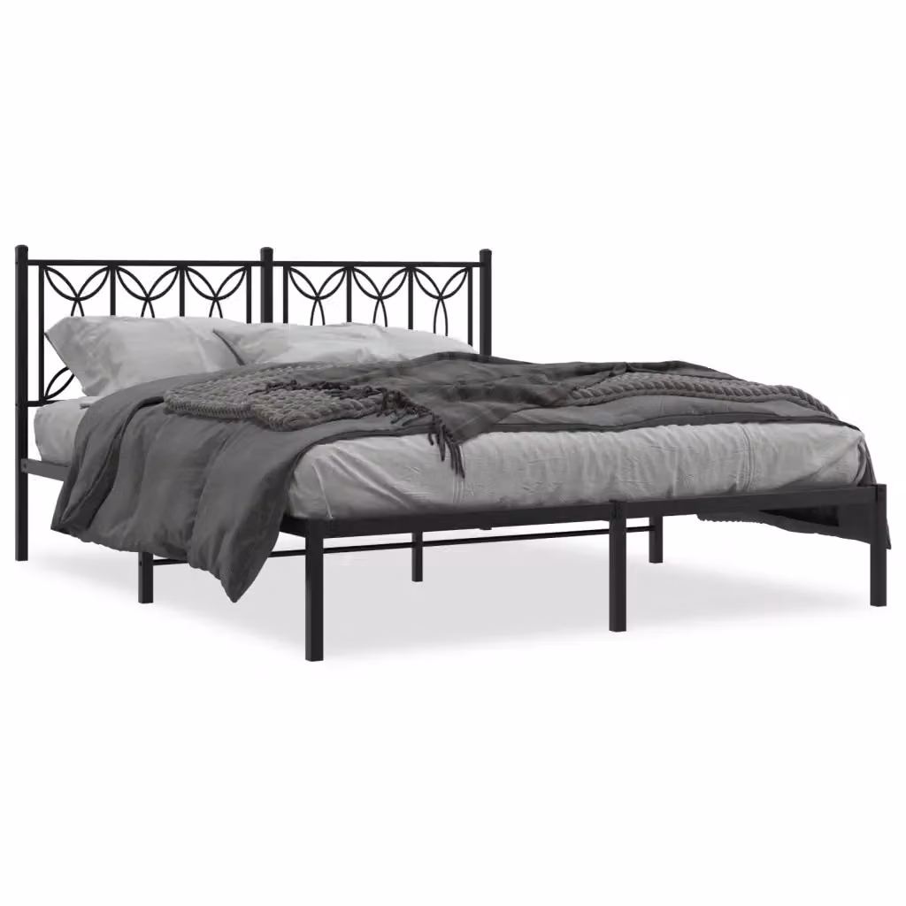 Giroletto con testiera in metallo nero vidaXL L/P/H: 150 x 200 x 90 cm – 2