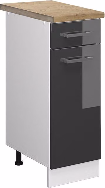 Mobiletto base per cucina R-Line Vicco Antracite lucido e Bianco, L: 30 cm