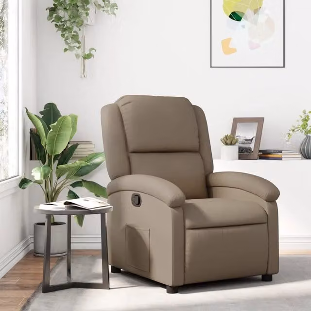 Poltrona Reclinabile Relax vidaXL in Similpelle Beige con Braccioli e Regolazione Manuale