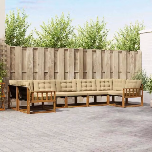 Set di divani da esterno 7 pz Naturale e Beige 3369816