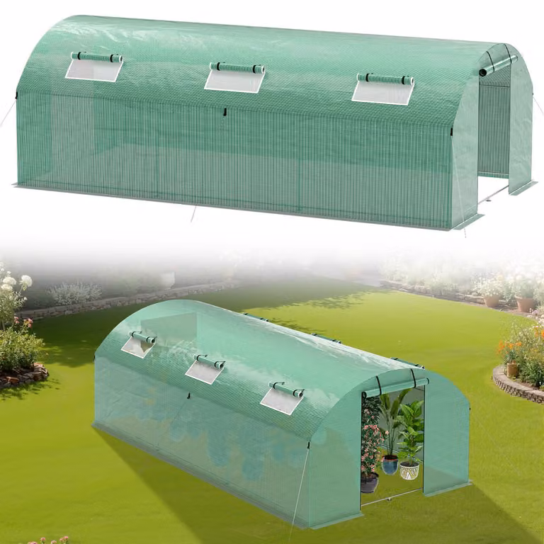 Serra in telo Ikodm 3x6 m, robusta e resistente, con finestra - telo in PE antistrappo 140 g/m², verde