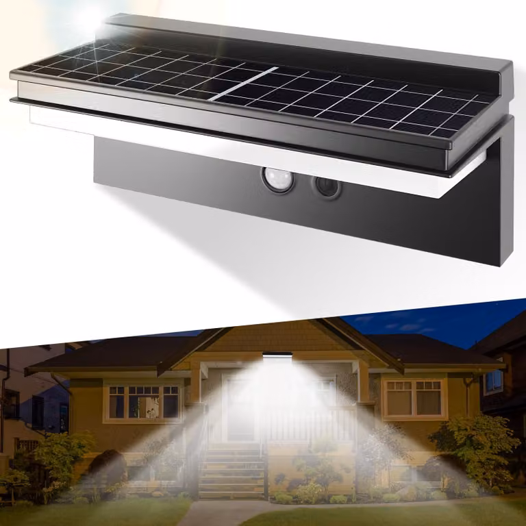 Lampada solare con sensore PIR, grado di protezione IP65, 4 modalità, 6000K, batteria da 4400mAh