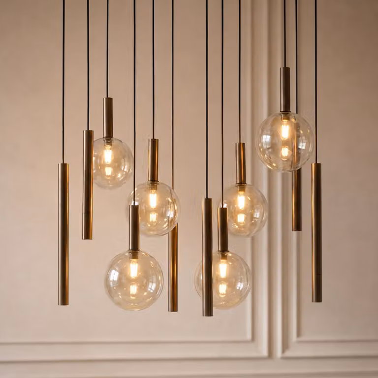 Lampada a sospensione Lumavia Lucande, dimmerabile, Marrone / Ruggine, Soggiorno / Sala da pranzo, Vetro, Moderno, Lampada a sospensione
