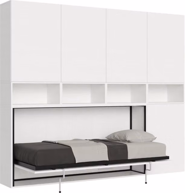 Letto Singolo a Scomparsa Composizione C Kando con Materasso Bianco Frassino GIORDANOSHOP
