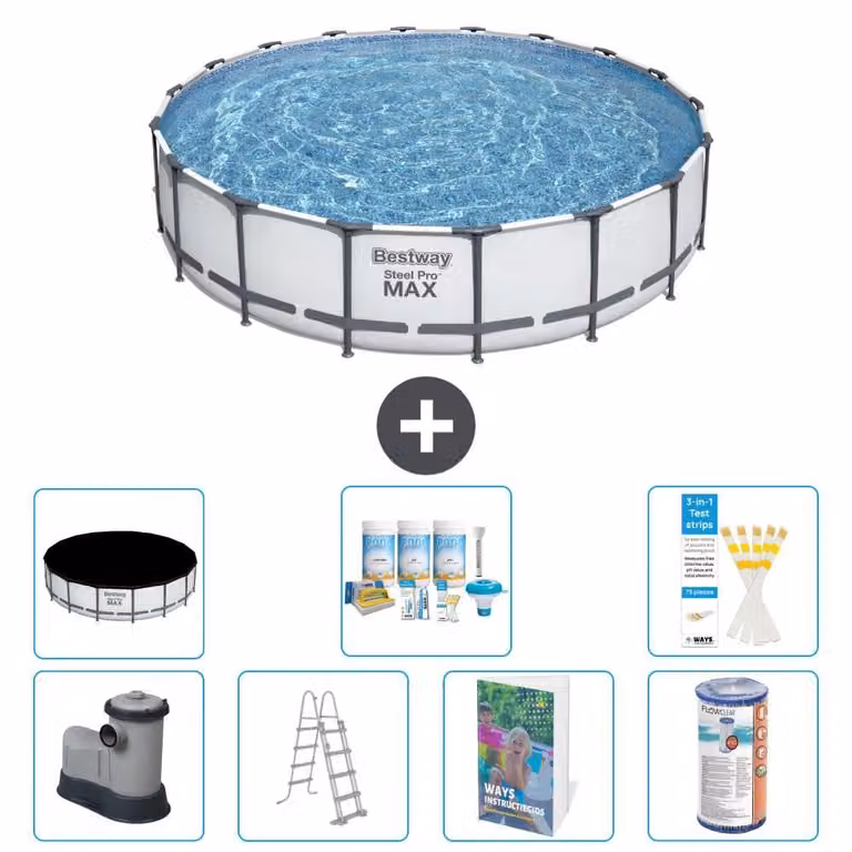 Piscina gonfiabile Bestway Steel Pro MAX, rotonda, 549x122 cm, composta da 6 parti, modello S556
