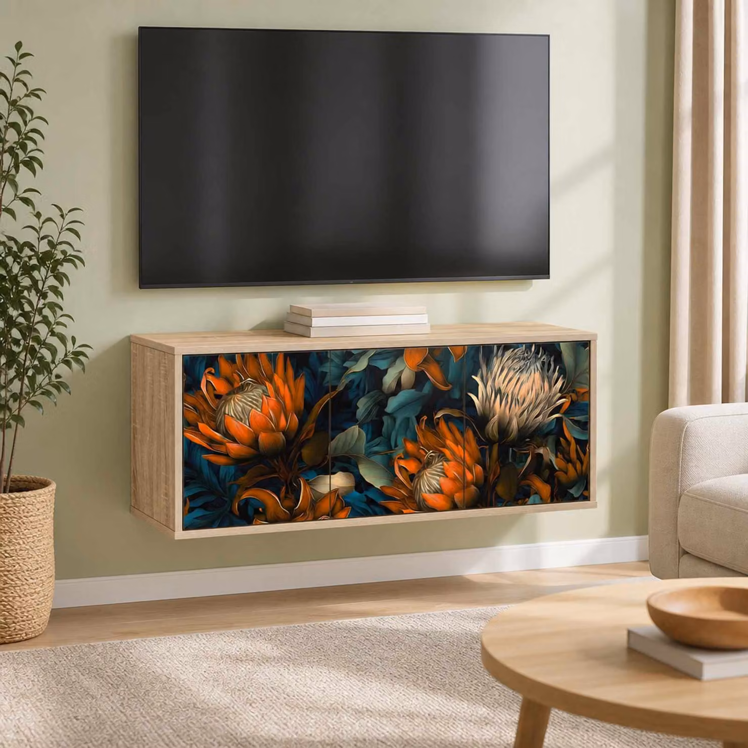 Mobile TV da parete vidaXL LOCHEM in Rovere Sonoma, L 102 x P 33 x H 40 cm