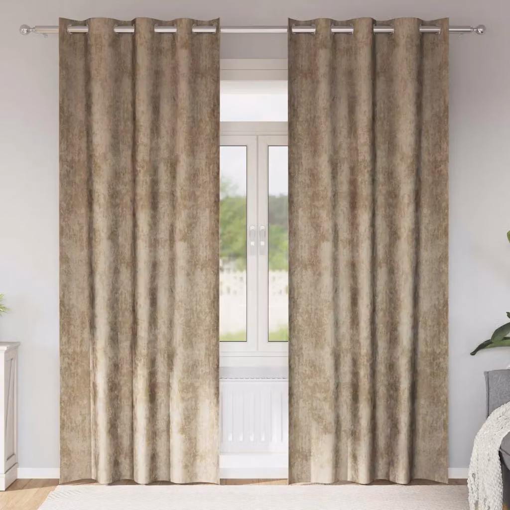Set di 2 tende oscuranti in velluto vidaXL beige con isolamento termico, L: 140 cm, H: 260 cm