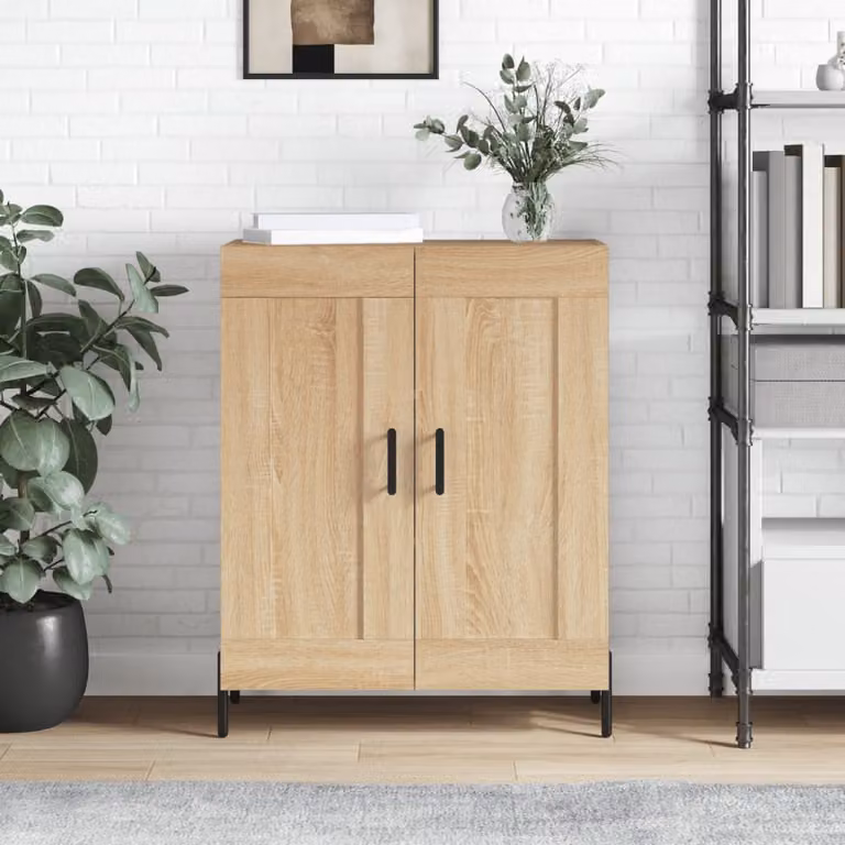 Credenza vidaXL in Legno Multistrato Rovere Sonoma, Colore Beige e Marrone, L 69,5 cm x P 34 cm x H 90 cm