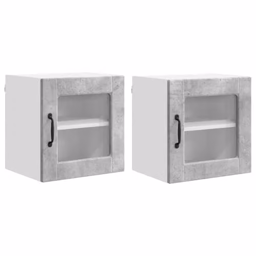 Helloshop26 Set di 2 armadi da cucina pratici 40 x 31 x 40 cm, in legno di ingegneria, grigio cemento 02_0054188