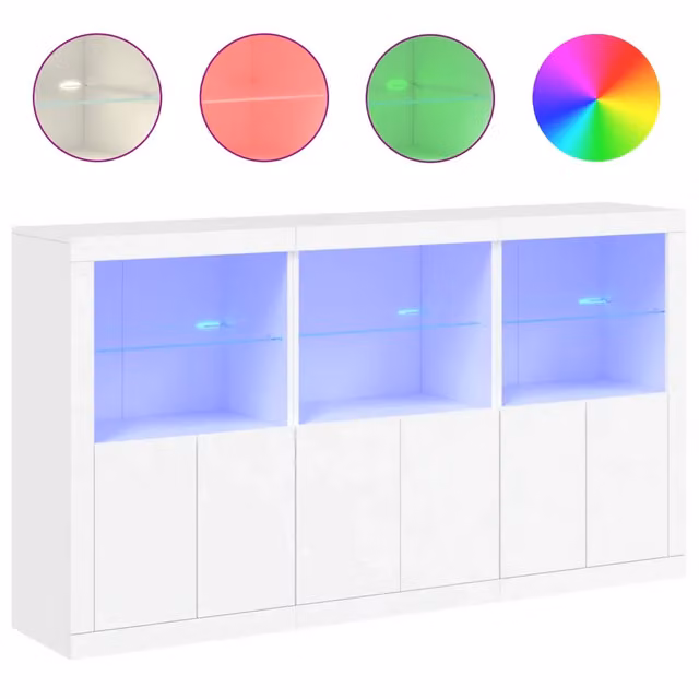 Credenza | Madia | Buffet da pranzo | Armadio da pranzo con Luci LED Bianca 181,5x37x100 cm