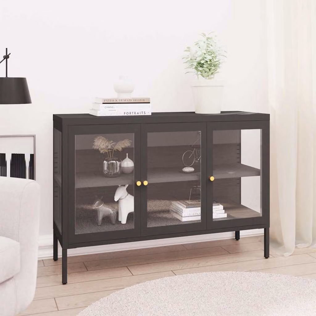 Credenza vidaXL in Acciaio e Vetro Antracite L: 105 cm, P: 35 cm, H: 70 cm – 1