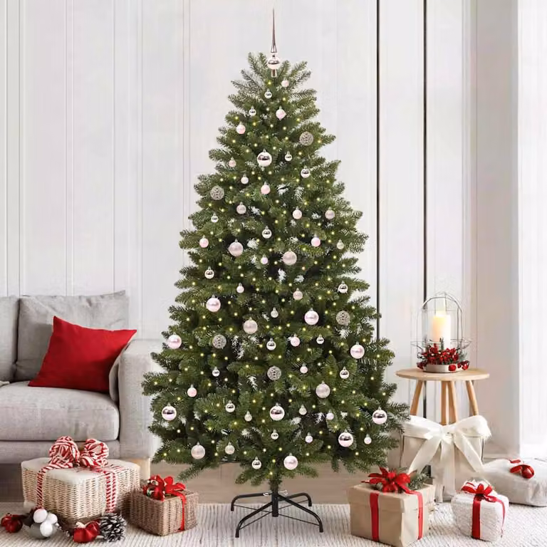 Maison Exclusive - Albero di Natale artificiale, altezza 210 cm, 300 LED, luce bianca calda, colore verde