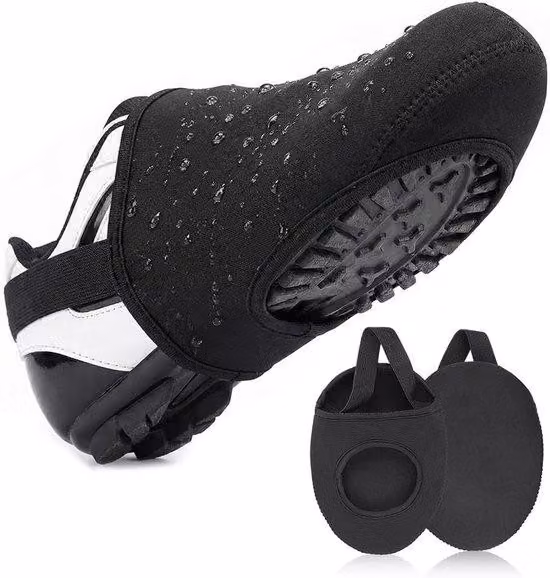 Copri-scarpe da MTB impermeabili e antivento, protezione elastica per scarpe da donna e da uomo, nero