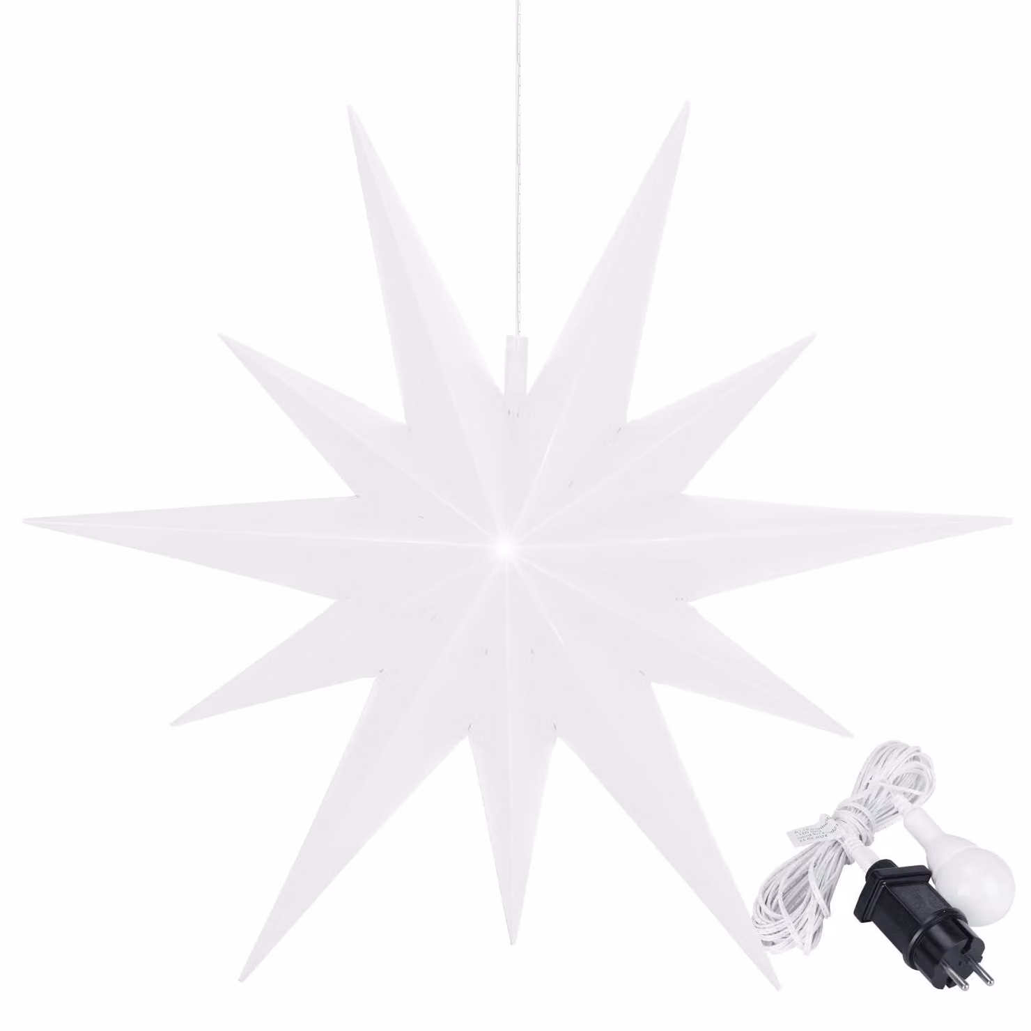 Stella luminosa a LED 2D, extra grande, bianca, diametro 100 cm, 11 punte, con timer