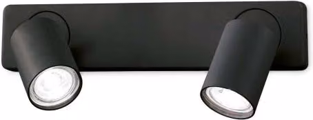 Lampada Da Parete Ideal-Lux Rudy Ap2 Round Nero in Metallo e Vetro con Luce Up & Down