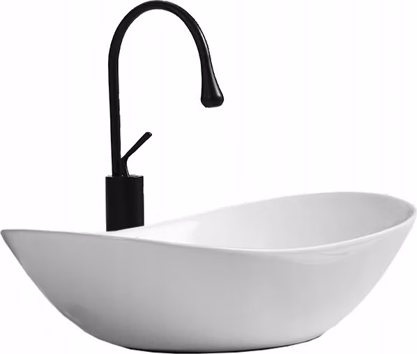 Lavabo da appoggio, ovale, bianco, in Vetroceramica, MuvuHome