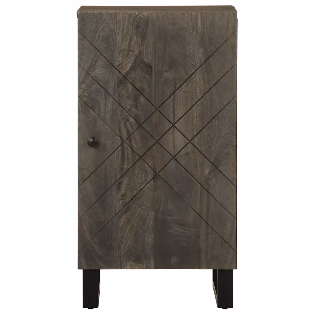Credenza moderna vidaXL in legno di mango e metallo, colore nero, L: 40 cm, P: 33 cm, H: 75 cm – 2