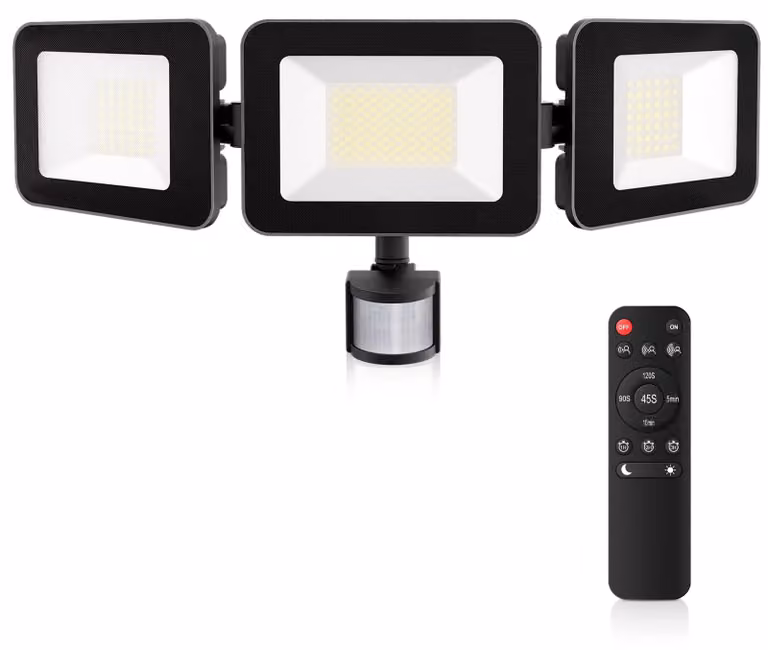 Fareto LED da 100W con sensore di movimento, 9600 lumen, 6500K, grado di protezione IP66, con telecomando