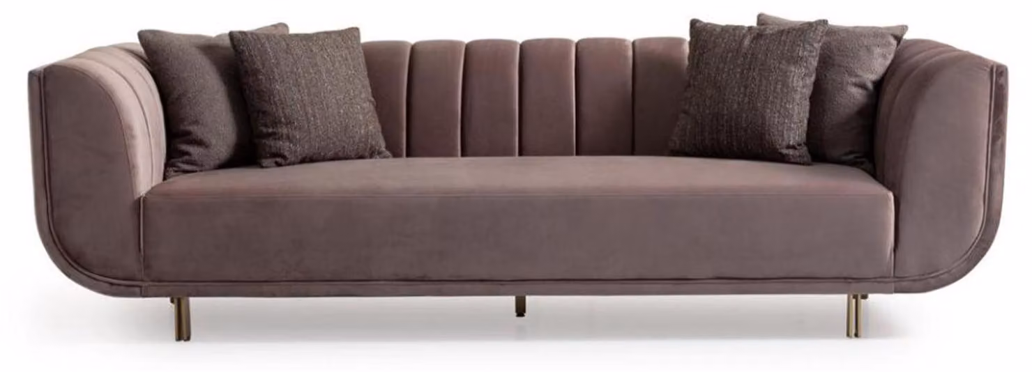 Moderne Couch Dreisitzer Sofa Polstersofa Stoffsofa Lila 3 Sitzer