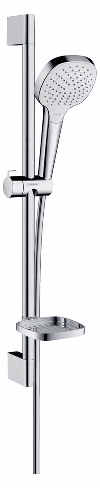 hansgrohe Croma Select E Set de douche 110 Vario, EcoSmart, avec barre de douche 65cm et porte-savon, blanc/chrome, 28157400, 28157400