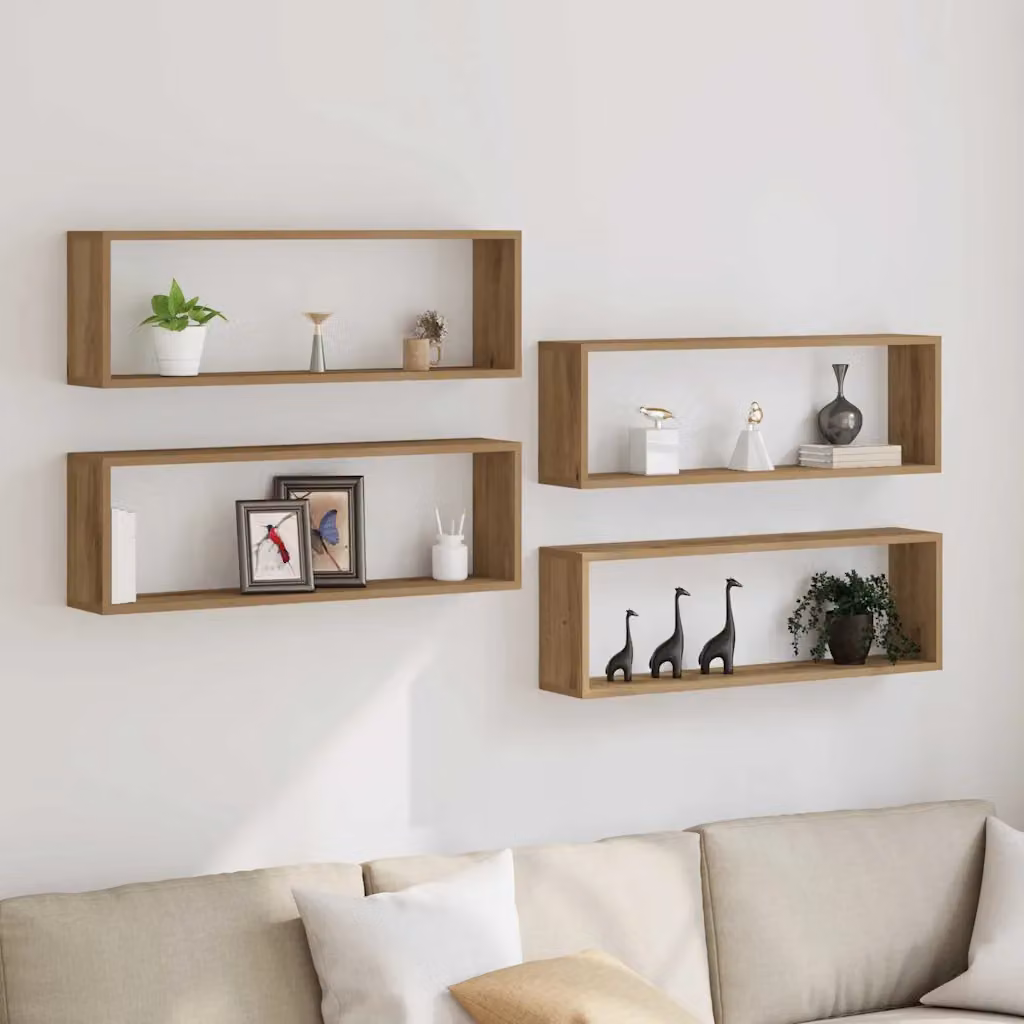 Set di 4 scaffali da parete vidaXL in stile moderno, colore marrone, L 80 x P 26 x H 15 cm