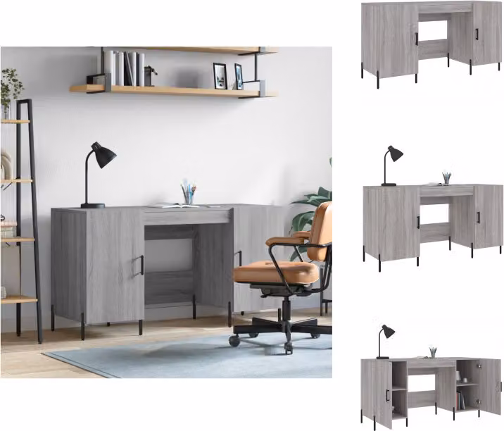 vidaXL Scrivania grigio Sonoma 140x50x75 cm in legno - Scrivanie