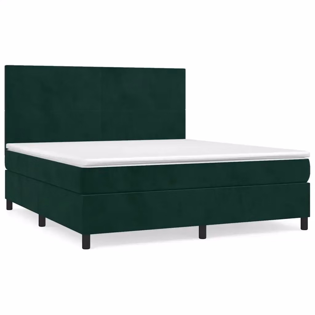 Letto Ibrido con Giroletto a Molle e Materasso vidaXL in Velluto Verde Scuro L/P: 160 x 200 cm – 2