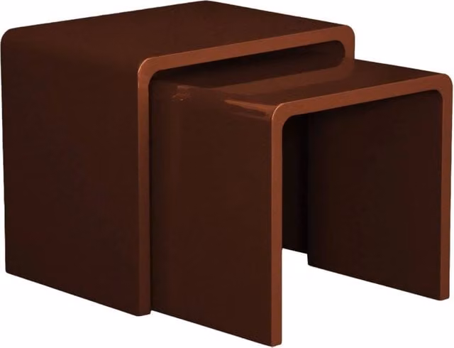 Set di 2 tavolini impilabili SWEEEK con piano incastrato, finitura lucida, colore rosso – 1