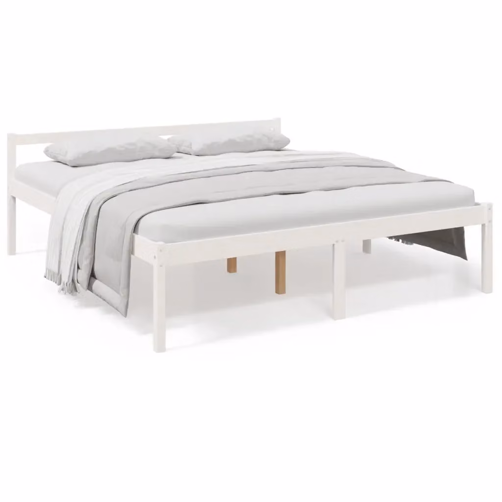 Letto per anziani vidaXL in legno massello di pino bianco 200x200 cm – 2