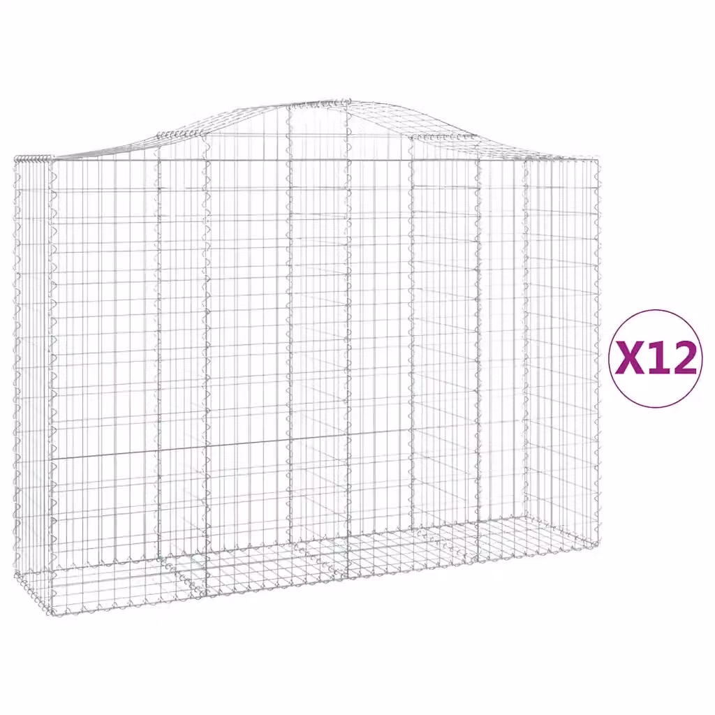 Set di 12 Cesti Gabbioni ad Arco vidaXL in Acciaio Zincato Argento L: 200 cm, P: 50 cm, H: 140-160 cm – 2