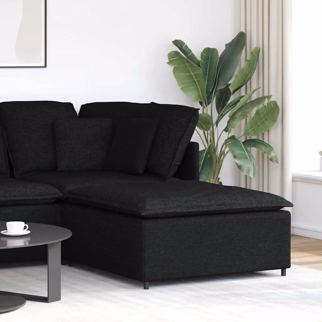 vidaXL Modulo Poggiapiedi per Divano Modulare Nero con Struttura in Metallo e Rivestimento in Tessuto L/P/H: 100 x 100 x 48 cm