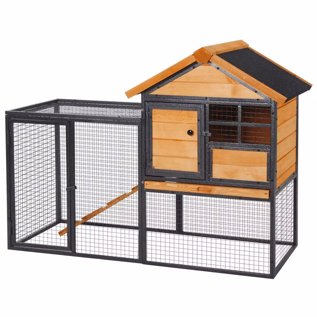 Gabbia per conigli Cottage Minimal in legno di abete grigio L: 120 cm, P: 60 cm, H: 55 cm – 2