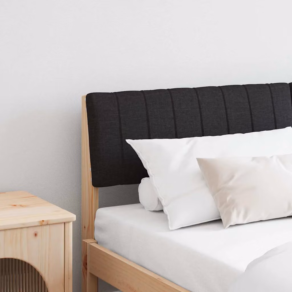 Testiera imbottita moderna vidaXL in pino massello, colore nero, larghezza: 160 cm