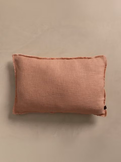 Cuscino rettangolare Lisse Kenay Home color terracotta in cotone e lino con fodera lavabile